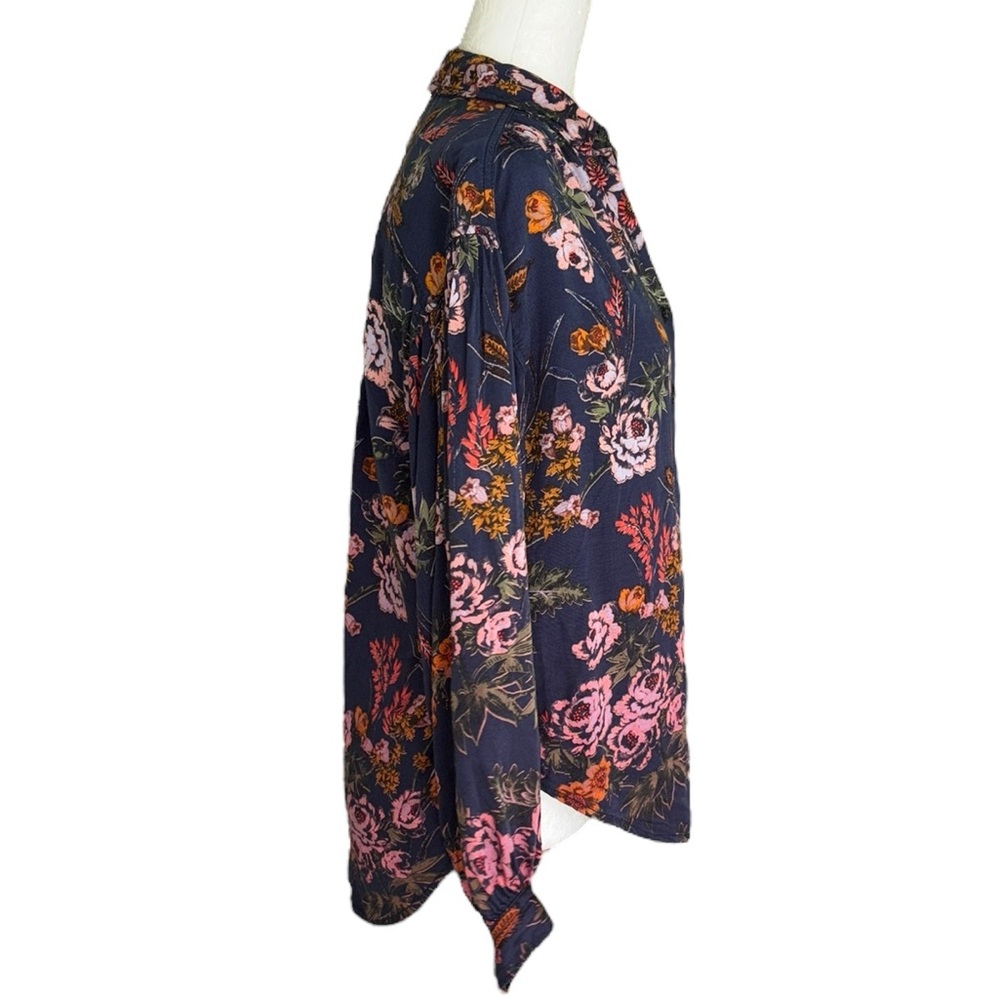 Anthropologie Pilcro Evika Navy Floral Print Oversized Button Down Shirt - XS - Picture 7 of 15